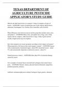 TEXAS DEPARTMENT OF AGRICULTURE PESTICIDE APPLICATOR'S STUDY GUIDE QUESTIONS AND ANSWERS 2025  