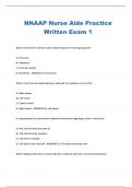 NNAAP Nurse Aide Practice Written Exam 1 Questions And Answers Rated A&plus; New Update Assured Satisfaction Already Passed with Distinction&period;
