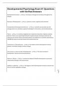Developmental Psychology Exam &num;1 Questions with Verified Answers