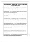Developmental Psychology Midterm Exam with Verified Answers