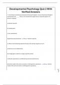 Developmental Psychology Quiz 2 With Verified Answers