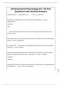 Developmental Psychology &lpar;Ch&period; 16&rpar; Test Questions with Verified Answers