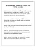 SAT VOCABULARY EXAM WITH CORRECT AND  VERIFIED ANSWERS