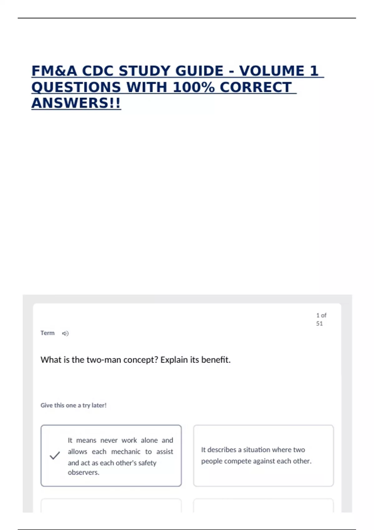 FM&A CDC STUDY GUIDE - VOLUME 1 QUESTIONS WITH 100% CORRECT ANSWERS ...