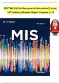 TEST BANK For Management Information Systems&comma; 10th Edition by Hossein Bidgoli&comma; Verified Chapters 1 - 14&comma; Complete Newest Version