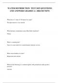 WATER DISTRIBUTION  TEST 2025 QUESTIONS AND ANSWERS GRADED A&plus; &lpar;BRAND NEW&rpar;