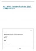 M&A EXAM 2 QUESTIONS WITH  100&percnt; CORRECT ANS&excl;&excl;