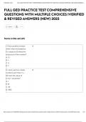 FULL GED PRACTICE TEST COMPREHENSIVE QUESTIONS WITH MULTIPLE CHOICES &vert;VERIFIED & REVISED ANSWERS &lpar;NEW&rpar; 2025