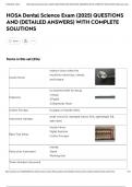 HOSA Dental Science Exam &lpar;2025&rpar; QUESTIONS AND &lpar;DETAILED ANSWERS&rpar; WITH COMPLETE SOLUTIONS