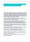 EPA Risk Assessor Exam with Questions and Correct Answers 2025&period;