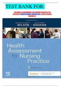 TEST BANK FOR&colon;  FOR HEALTH ASSESSMENT FOR NURSING PRACTICE 7TH EDITION BY SUSAN FICKERTT WILSON PHD  LATEST UPDATE GRADED A&plus;