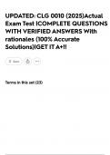 UPDATED&colon; CLG 0010 &lpar;2025&rpar;Actual Exam Test&vert;COMPLETE QUESTIONS WITH VERIFIED ANSWERS With rationales &lpar;100&percnt; Accurate Solutions&rpar;&vert;GET IT A&plus;&excl;&excl;