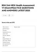 BSN 246 HESI Health Assessment V1 EXAM&colon;PRACTICE QUESTIONS AND ANSWERS LATEST 2025