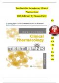 COMPLETE TEST BANK FOR Roach Introductory Clinical Pharmacology 12TH Edition By Susan M Ford LATEST UPDATE