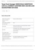 Texas Food Manager &lpar;2025&rpar; EXAM QUESTIONS AND ALL CORRECT ANSWERS 100&percnt; SOLVED AND GUARANTEED SUCCESS