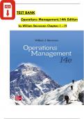 TEST BANK for Operations Management&comma; 14th Editionby William J Stevenson All Chapters 1 - 19 Completely Covered&period; 