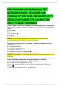 Data Management-Applications TEST   QUESTIONS EXAM   ACCURATE AND  VERIFIED ACTUAL EXAM QUESTIONS WITH  DETAILED ANSWERS FOR GUARANTEED PASS &vert; ALREADY GRADED A 