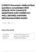 CUSECO Document&colon; Midterm&sol;final questions consolidated  2025 UPDATE WITH COMPLETE QUESTIONS AND CORRECTLY WELL DEFINED ANSWERS 100&percnt;GUARANTEED PASS&excl;&excl;&excl;