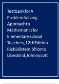 Problem Solving Approach to Mathematics for Elementary School Teachers &lpar;12th Edition&rpar; &ndash; Rick Billstein&comma; Shlomo Libeskind&comma; Johnny Lott &ndash; Complete Test Bank with Answers