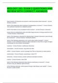 BIOLOGY 151- EXAM 2 QUESTIONS AND REVIEW WITH CORRECT ANSWERS