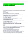 BIOLOGY 151 QUIZ QUESTIONS WITH CORRECT ANSWERS