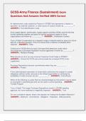 GCSS-Army Finance &lpar;Sustainment&rpar; Exam  Questions And Answers Verified 100&percnt; Correct 