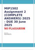MIP1502 Assignment 2 &lpar;COMPLETE ANSWERS&rpar; 2025  - DUE 30 June 2025