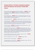 Georgia Southern- GA History Legislative Exemption  Exam Test Questions And Answers Verified 100&percnt;  Correct 