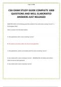 CSA EXAM STUDY GUIDE COMPLETE 1000 QUESTIONS AND WELL ELABORATED ANSWERS JUST RELEASED