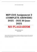 MIP1502 Assignment 2 &lpar;COMPLETE ANSWERS&rpar; 2025  - DUE 30 June 2025