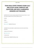 TEXAS REAL ESTATE FINANCE EXAM A&comma;B&comma;C AND STUDY GUIDE COMPLETE 500 QUESTIONS AND WELL ELABORATED ANSWERS JUST RELEASED