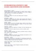 FUNDAMENTALS PATIENT CARE EXAM 1 QUESTIONS AND ANSWERS