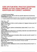 CSRC SPUTUM BOWL PRACTICE QUESTIONS NEWEST ACTUAL EXAM COMPLETE 100 QUESTIONS AND CORRECT ANSWERS