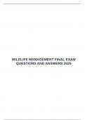  WILDLIFE MANAGEMENT FINAL EXAM QUESTIONS AND ANSWERS 2025 &emsp;