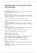 PATIENT CARE 3 &lpar;NCMA&rpar; QUESTIONS AND ANSWERS