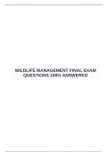  WILDLIFE MANAGEMENT FINAL EXAM QUESTIONS 100&percnt; ANSWERED