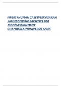 NR602 I HUMAN CASE WEEK 6 SARAH JAMIESON WHO PRESENTS FOR MOOD ASSIGNMENT CHAMBERLAIN UNIVERSITY 