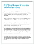 NRP Final Exam with precise detailed solutions
