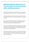 NRP 8th Edition Advanced &lpar;1-11&rpar; Provider Curriculum exam with verified answers 