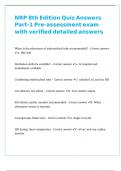 NRP 8th Edition Quiz Answers Part-1 Pre-assessment exam with verified detailed answers