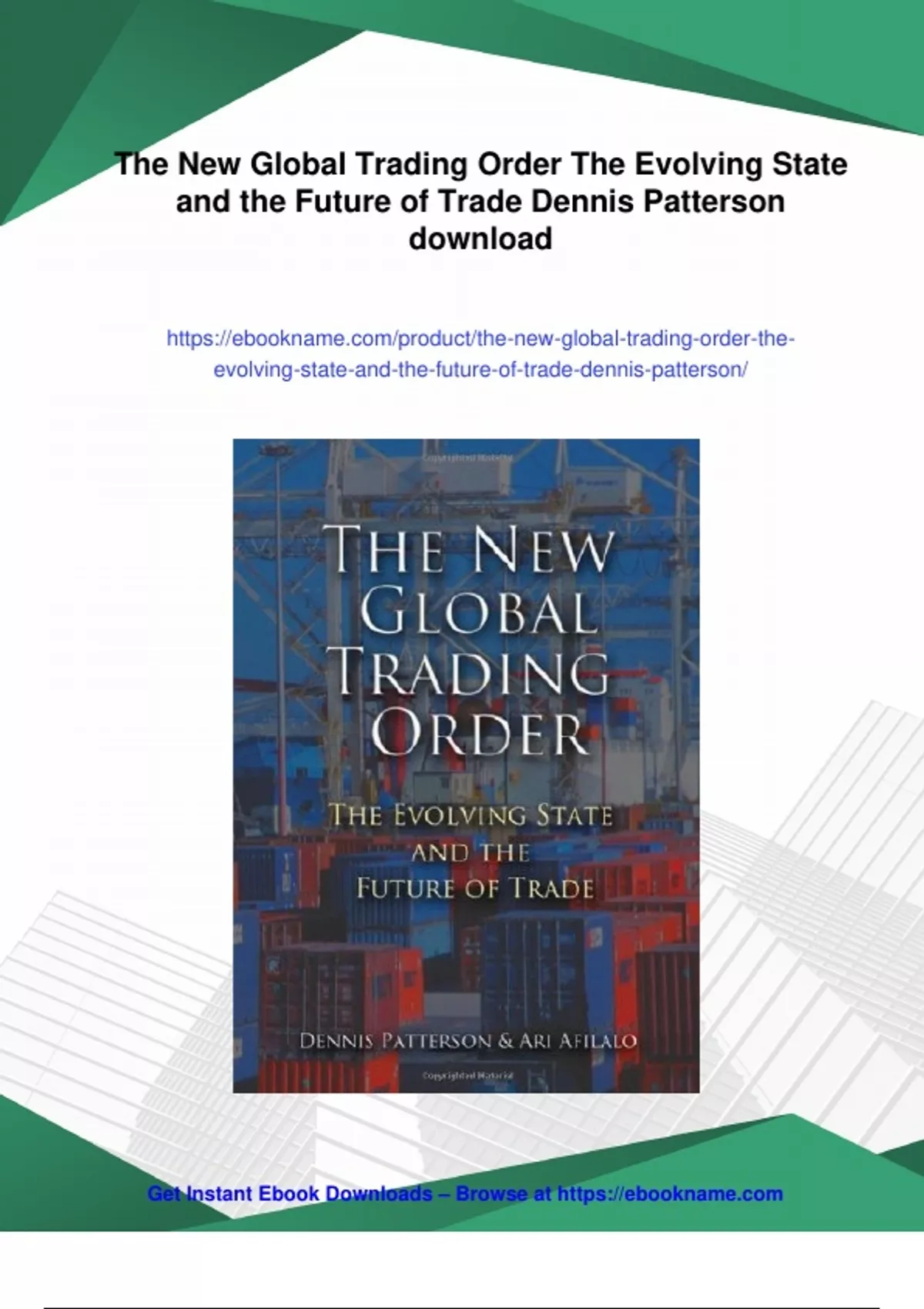 Summary The New Global Trading Order The Evolving State and the Future ...