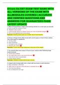 Drivers Ed&period; EST EXAM TEST BANK WITH  ALL VERSIONS OF THE EXAM WITH  ALLMODULES COVERED &vert; ACCURATE  AND VERIFIED QUESTIONS AND  ANSWERS FOR GUARANTEED PASS&vert; LATEST UPDATE 