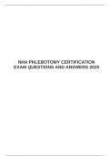 NHA PHLEBOTOMY CERTIFICATION EXAM QUESTIONS AND ANSWERS 2025