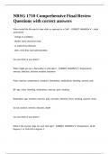 NRSG 1710 Comprehensive Final Review Questions with correct answers