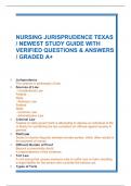 NURSING JURISPRUDENCE TEXAS &sol; NEWEST STUDY GUIDE WITH VERIFIED QUESTIONS AND ANSWERS &sol; GRADED A &plus;