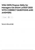 WGU D076 Finance Skills for Managers OA EXAM LATEST 2025 WITH CORRECT QUESTIONS AND ANSWERS