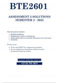 BTE2601 Assignment 2 &lpar;QUESTIONS & ANSWERS&rpar; 2025  - DUE 14 JULY 2025
