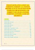 POLESTAR PILATES LATEST ALL VERSIONS &lpar;VERSION A-L&rpar; NEWEST 2025&sol;2026 ACTUAL EXAM TEST BANK COMPLETE 500 QUESTIONS AND CORRECT DETAILED ANSWERS &lpar;VERIFIED ANSWERS&rpar; &vert;ALREADY GRADED A&plus;