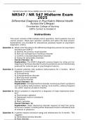 NR547 &sol; NR 547 Midterm Exam 2025 Differential Diagnosis in Psychiatric-Mental Health Across the Lifespan Chamberlain College of Nursing 100&percnt; Correct & Graded A
