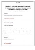 AHIMA CCA &lpar;CERTIFIED CODING ASSOCIATE&rpar; EXAM TESTBANK COMPLETE 1000 QUESTIONS AND VERIFIED SOLUTIONS LATEST UPDATE THIS YEAR